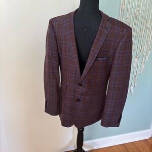 Paisley & Gray Maroon and Blue Plaid Blazer